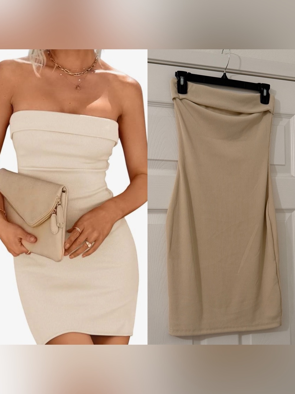 Pretty Garden Beige Strapless Dress